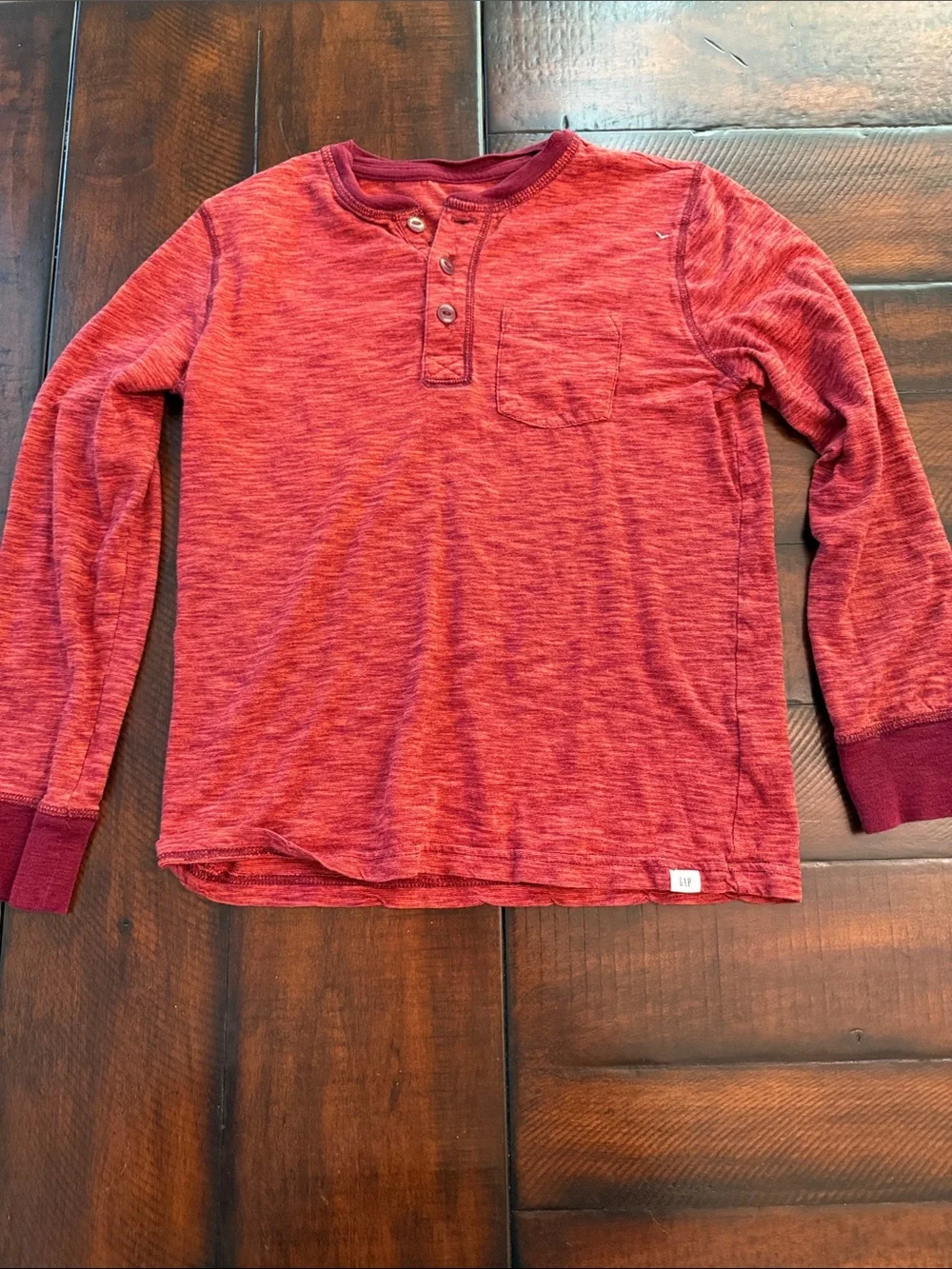 GAP Red Marled Long-Sleeve Henley Tee